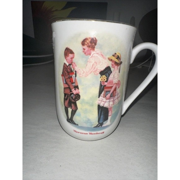 Vintage 1986 Back to school first day of school Norman Rockwell coffee mug - Picture 1 of 5